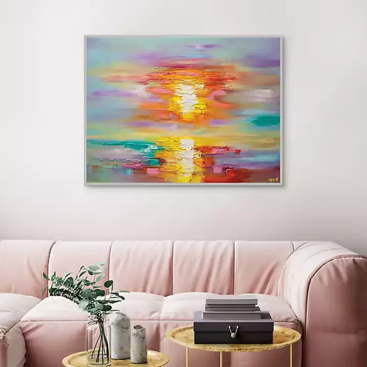 Canvas Art-Kirklands Home Abstract Sunrise Framed Canvas Art Print Multi