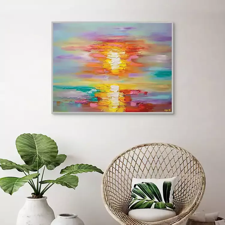 Canvas Art-Kirklands Home Abstract Sunrise Framed Canvas Art Print Multi