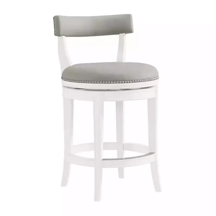 Bar Stools & Counter Height Stools-Kirklands Home White and Faux Leather Swivel Counter Stool Gray