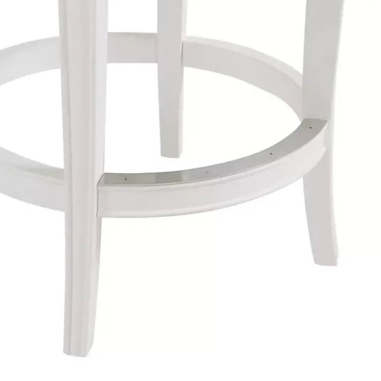 Bar Stools & Counter Height Stools-Kirklands Home White and Faux Leather Swivel Counter Stool Gray