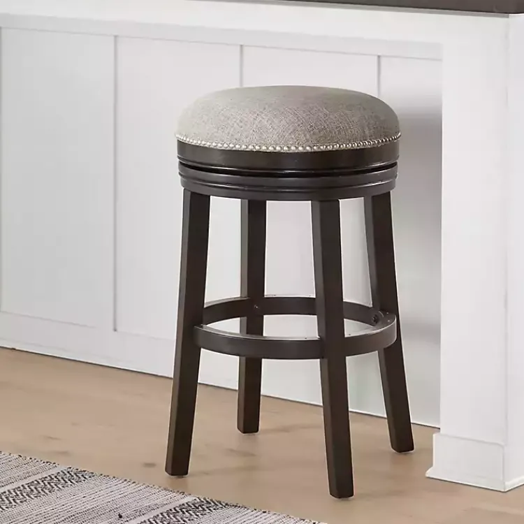 Bar Stools & Counter Height Stools-Kirklands Home Brown Wood Backless Swivel Bar Stool Gray