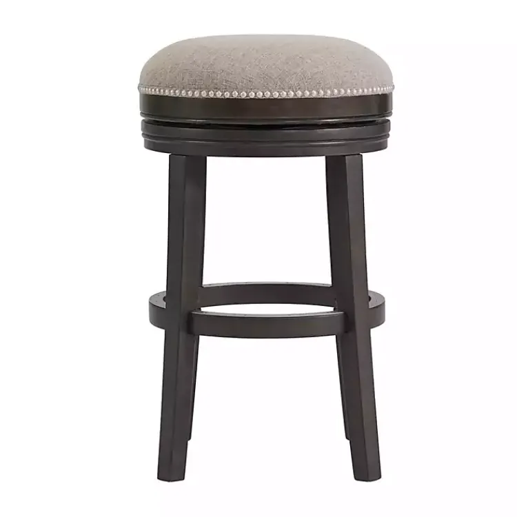 Bar Stools & Counter Height Stools-Kirklands Home Brown Wood Backless Swivel Bar Stool Gray