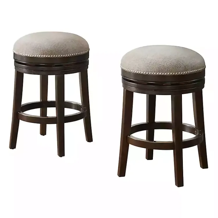 Bar Stools & Counter Height Stools-Kirklands Home Brown Wood Backless Swivel 2-pc. Counter Stool Set Gray
