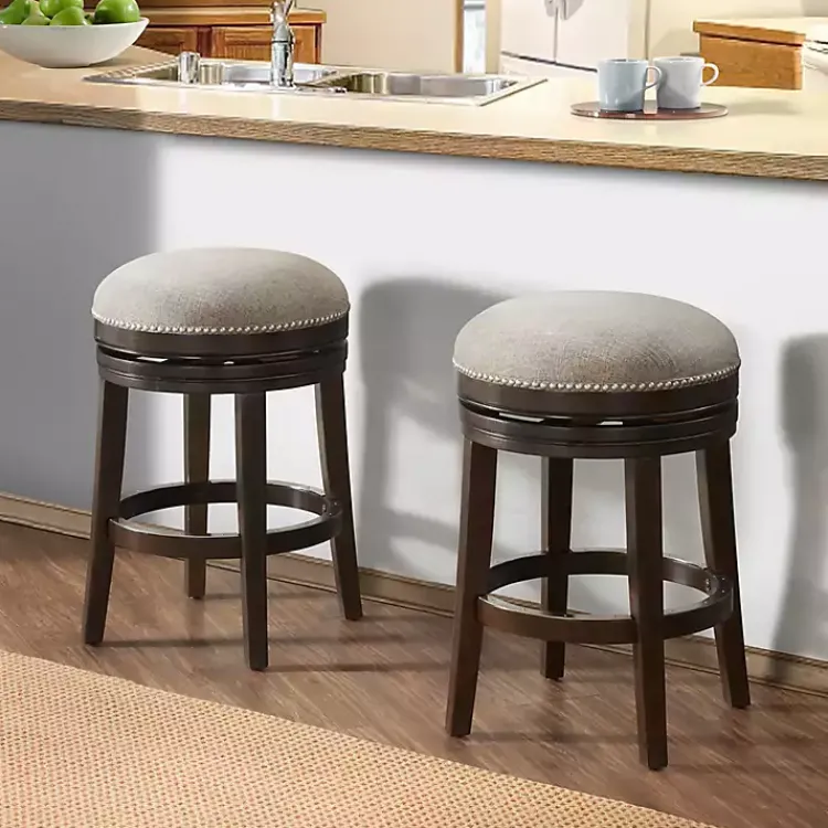 Bar Stools & Counter Height Stools-Kirklands Home Brown Wood Backless Swivel 2-pc. Counter Stool Set Gray