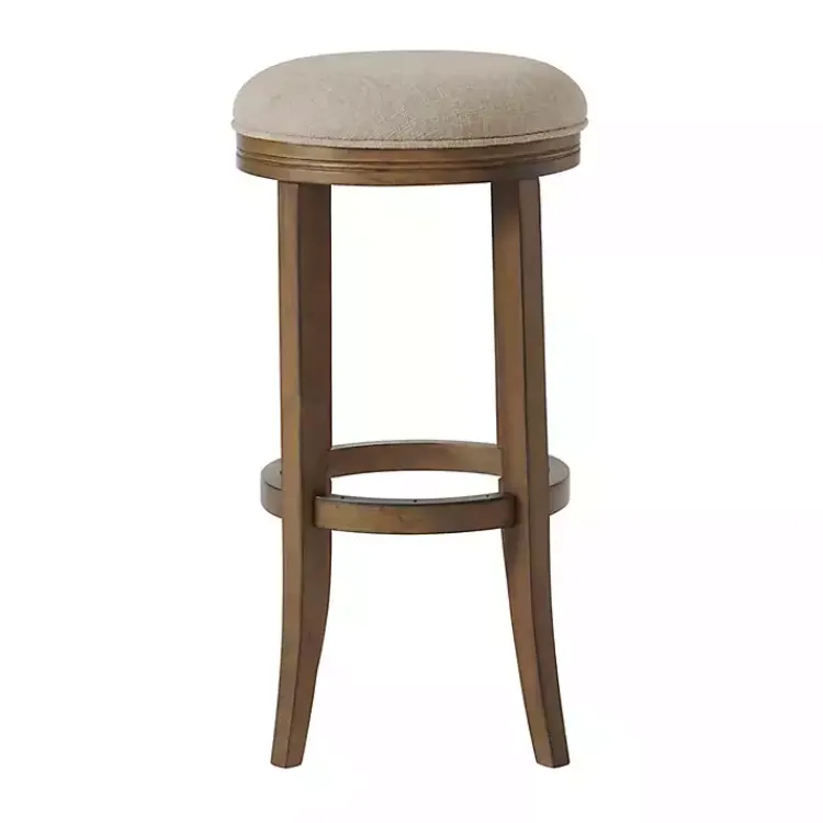 Bar Stools & Counter Height Stools-Kirklands Home Natural Linen and Wood Bar Stool Tan