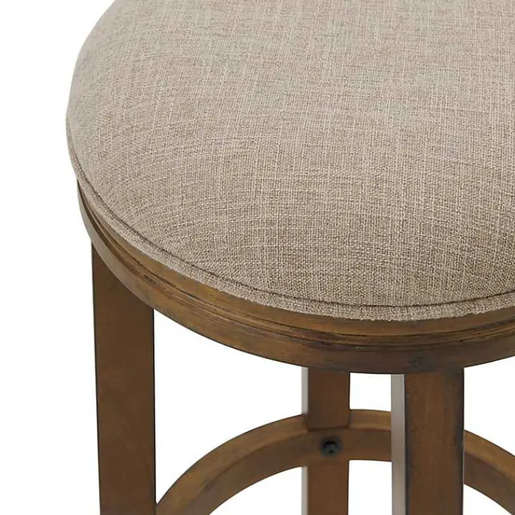Bar Stools & Counter Height Stools-Kirklands Home Natural Linen and Wood Bar Stool Tan