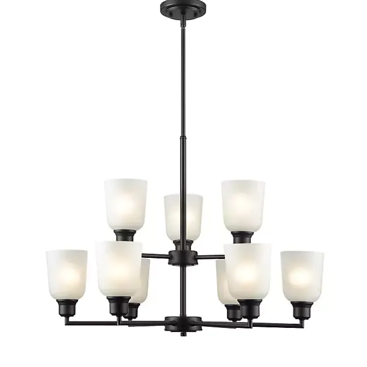 Chandeliers & Pendant Lighting-Kirklands Home Metal 9-Light Chandelier Black