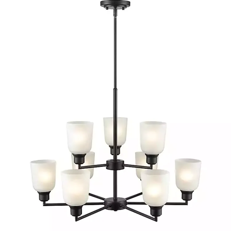 Chandeliers & Pendant Lighting-Kirklands Home Metal 9-Light Chandelier Black