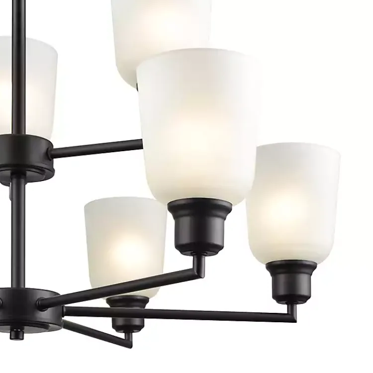 Chandeliers & Pendant Lighting-Kirklands Home Metal 9-Light Chandelier Black