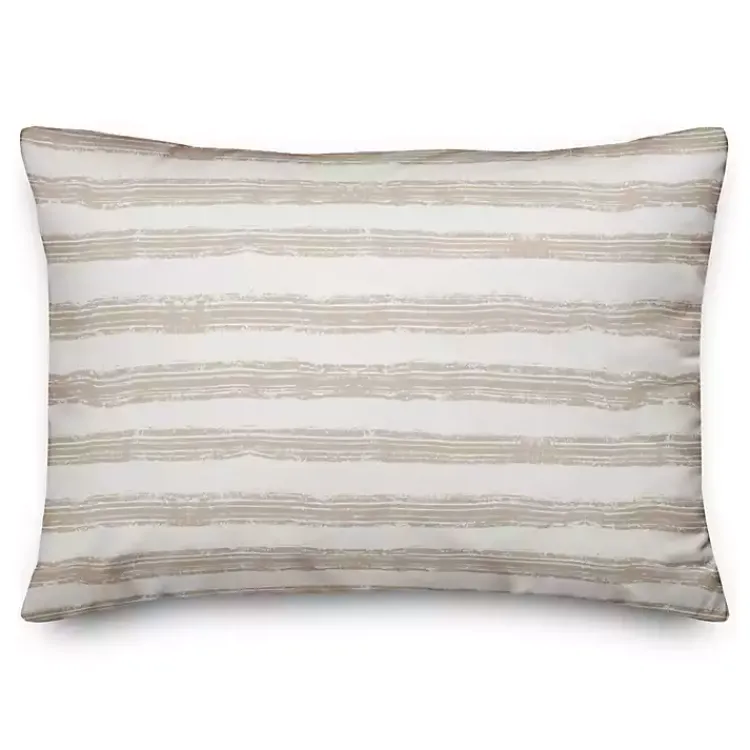 Outdoor Cushions & Pillows-Kirklands Home Beige Stripes Outdoor Lumbar Pillow