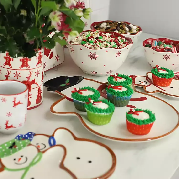 Serving & Entertaining-Kirklands Home Red and White Nesting Christmas Bowls, Set of 3