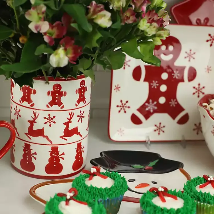 Serving & Entertaining-Kirklands Home Red Christmas Characters Utensil Holder