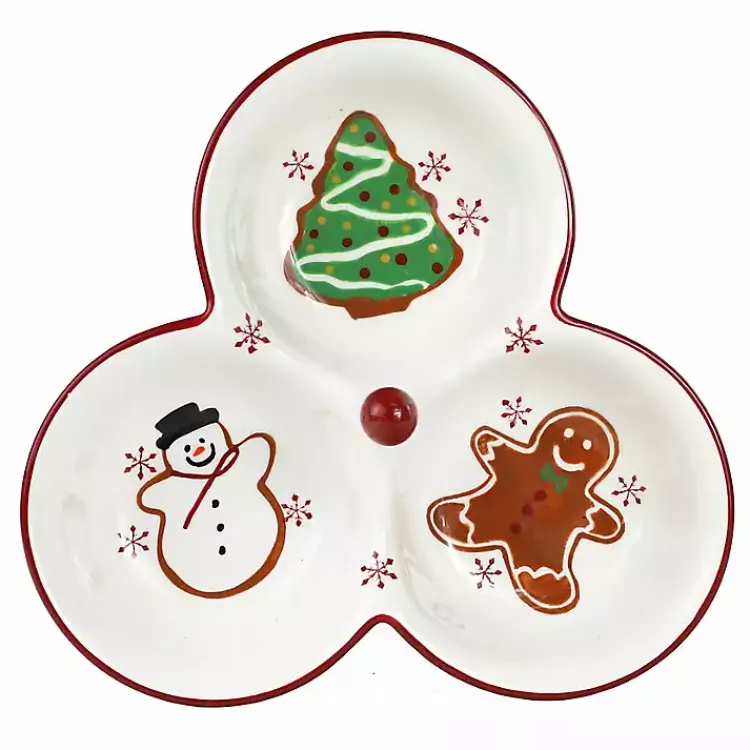 Serving & Entertaining-Kirklands Home Three-Section Christmas Serving Platter