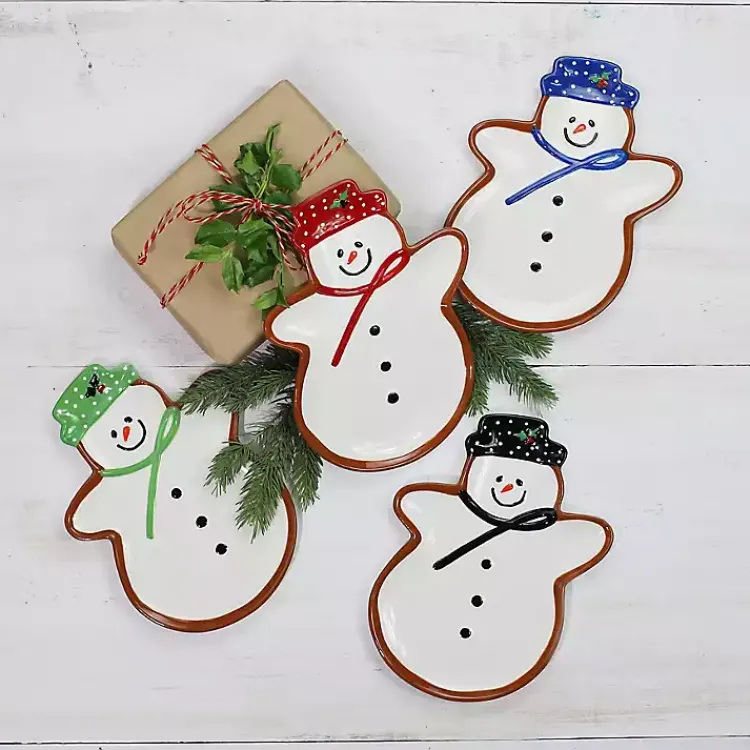 Serving & Entertaining-Kirklands Home Assorted Snowman Christmas Plates, Set of 4