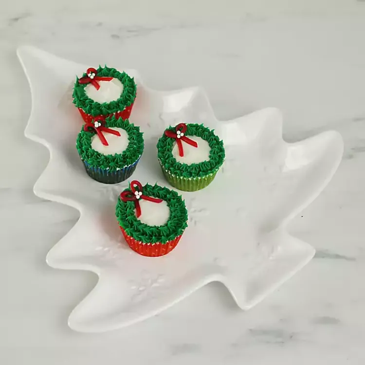 Serving & Entertaining-Kirklands Home Christmas Tree & Snowflakes Serving Platter White