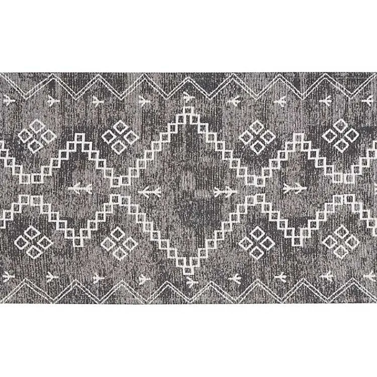 Accent Rugs-Kirklands Home Gray Distressed Geo Markings Accent Rug, 2x3