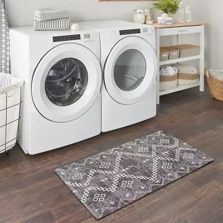 Accent Rugs-Kirklands Home Gray Distressed Geo Markings Accent Rug, 2x3