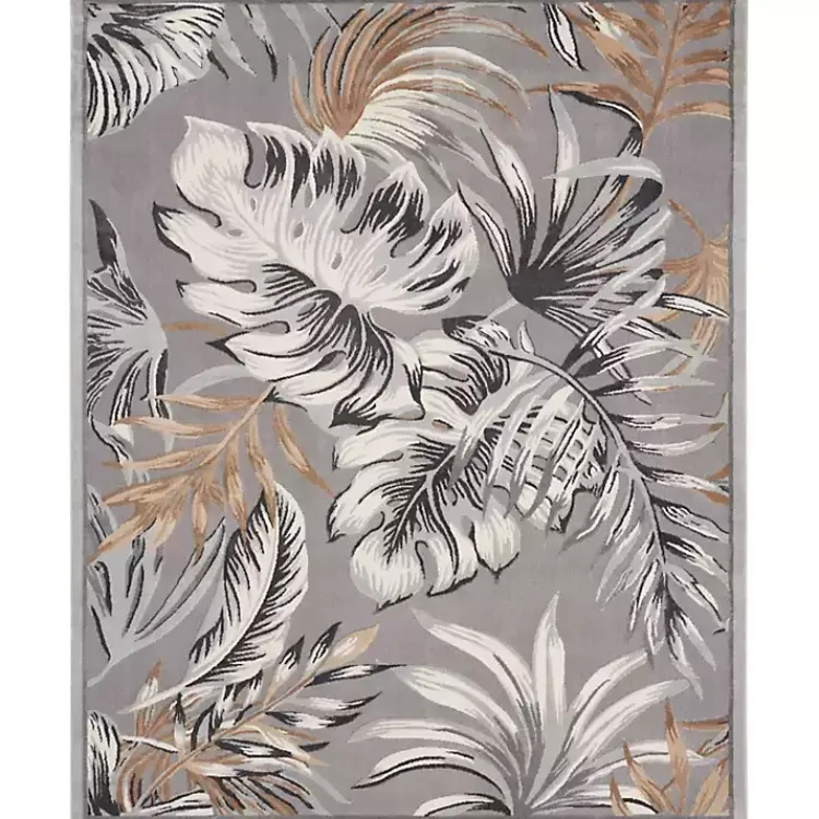 Area Rugs-Kirklands Home Gray Grand Leaf Coastal Area Rug, 7x9