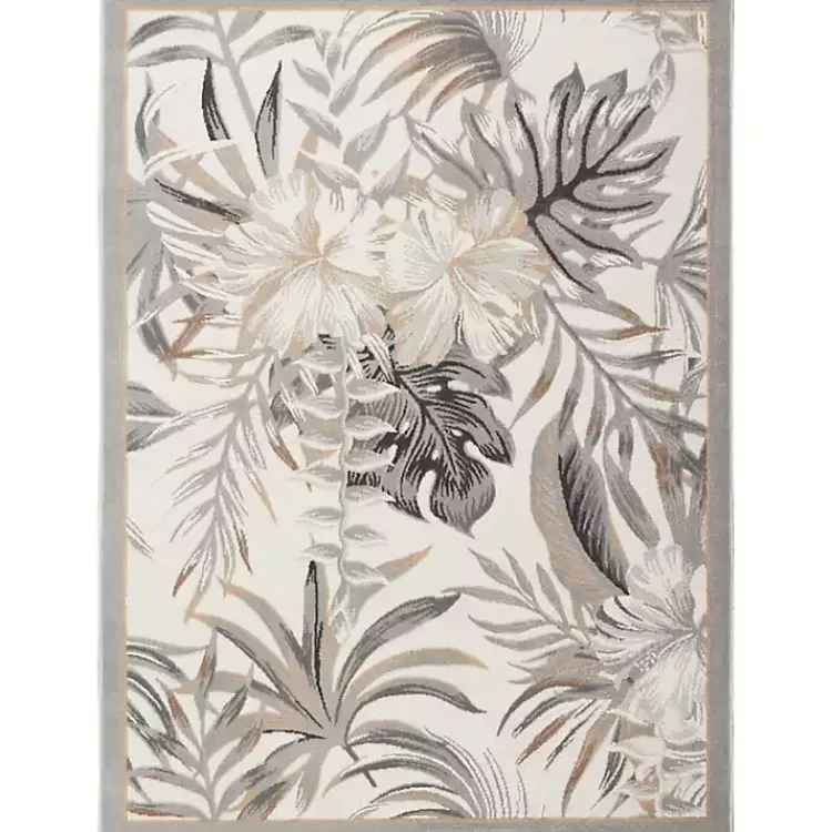 Area Rugs-Kirklands Home Ivory Grand Leaf Coastal Area Rug, 5x7