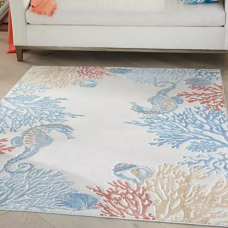 Area Rugs-Kirklands Home Ivory Underwater Paradise Area Rug, 5x7