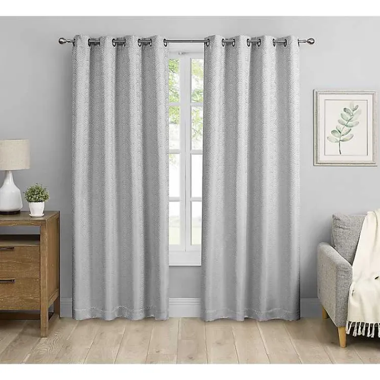 Curtains & Drapes-Kirklands Home Fans Blackout Curtain Panel Set, 96 in. Gray