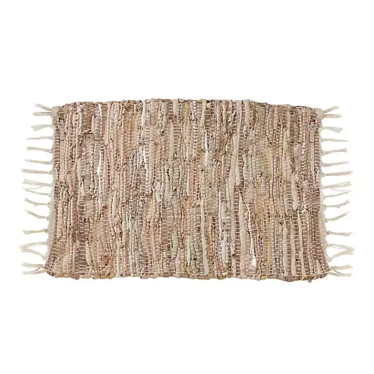 Table Linens-Kirklands Home Leather and Cotton Chindi Placemats, Set of 4 Tan