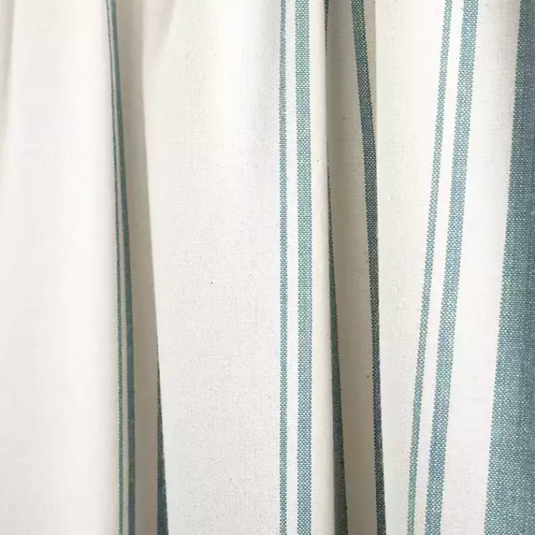 Curtains & Drapes-Kirklands Home Blue and White Farmhouse Stripe Valance