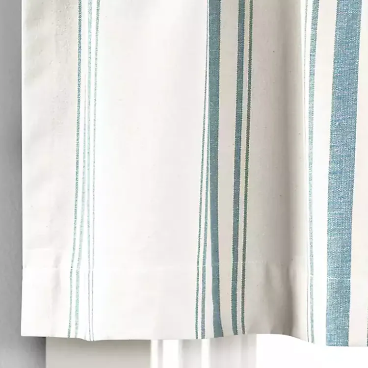 Curtains & Drapes-Kirklands Home Blue and White Farmhouse Stripe Valance