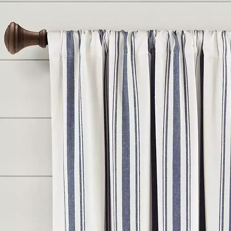 Curtains & Drapes-Kirklands Home Navy Farmhouse Stripe Curtain Panels, Set of 2