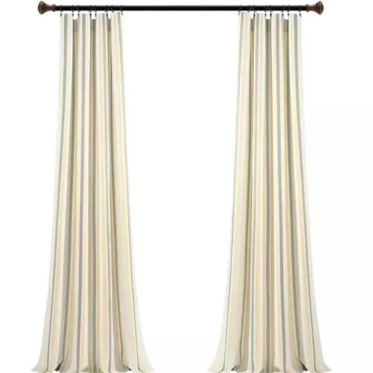 Curtains & Drapes-Kirklands Home Yellow & Gray Farmhouse Curtain Panel Set, 95 in.