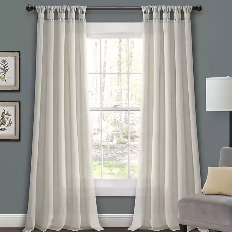 Curtains & Drapes-Kirklands Home Burlap Knotted Curtain Panel Set, 108 in. Ivory