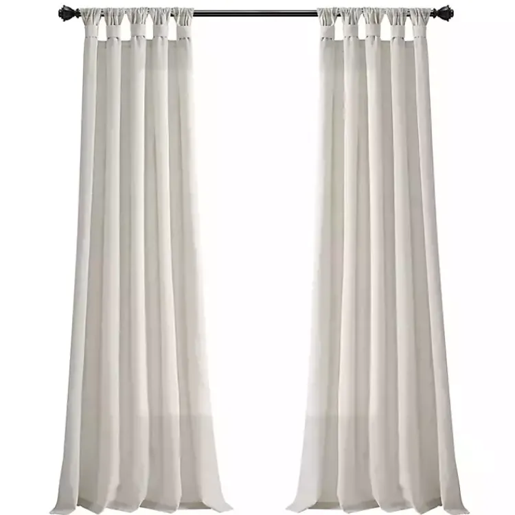 Curtains & Drapes-Kirklands Home Burlap Knotted Curtain Panel Set, 120 in. Ivory