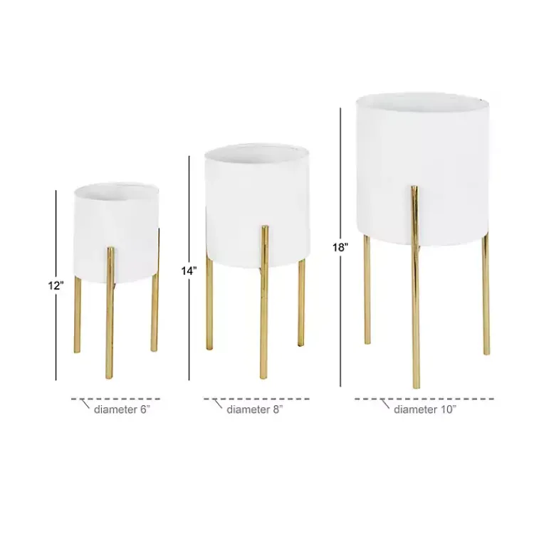Planters-Kirklands Home Daisy Modern Iron Planters, Set of 3 White