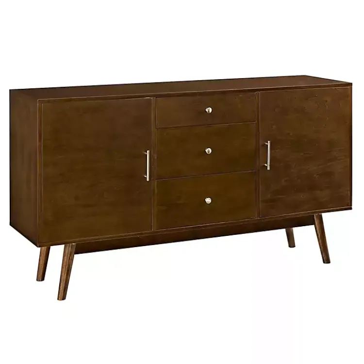 Console Tables-Kirklands Home Warm Brown Mid-Century Modern Storage Console