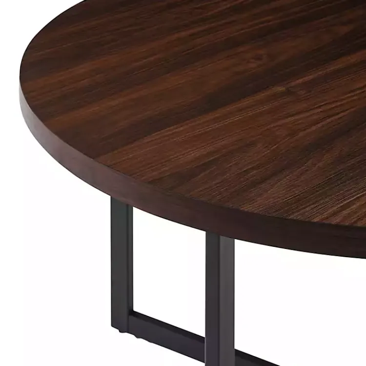 Dining Tables-Kirklands Home Round and Black X Base Dining Table Brown
