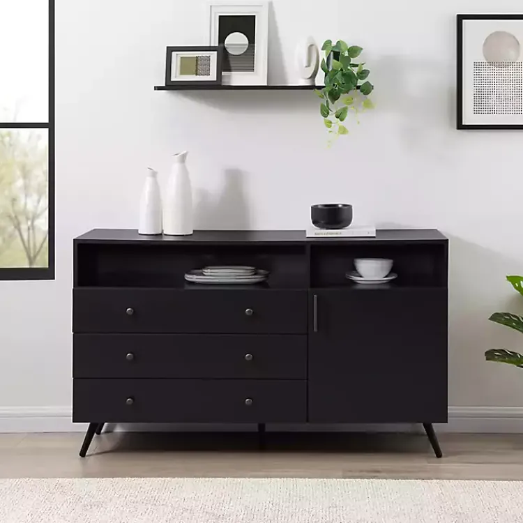 Cabinets & Sideboards-Kirklands Home Midnight Mid-Century Modern Sideboard