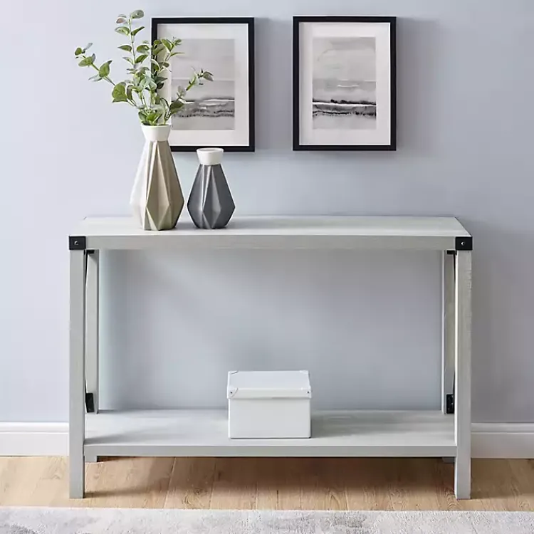 Entryway Furniture-Kirklands Home Wood Farmhouse Console Table Gray