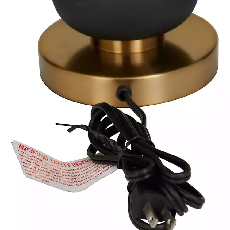 Table Lamps-Kirklands Home Black Gold Metal Spindle Table Lamp Cream