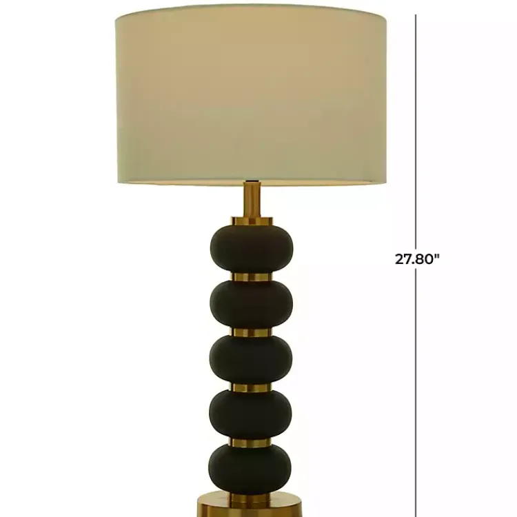 Table Lamps-Kirklands Home Black Gold Metal Spindle Table Lamp Cream