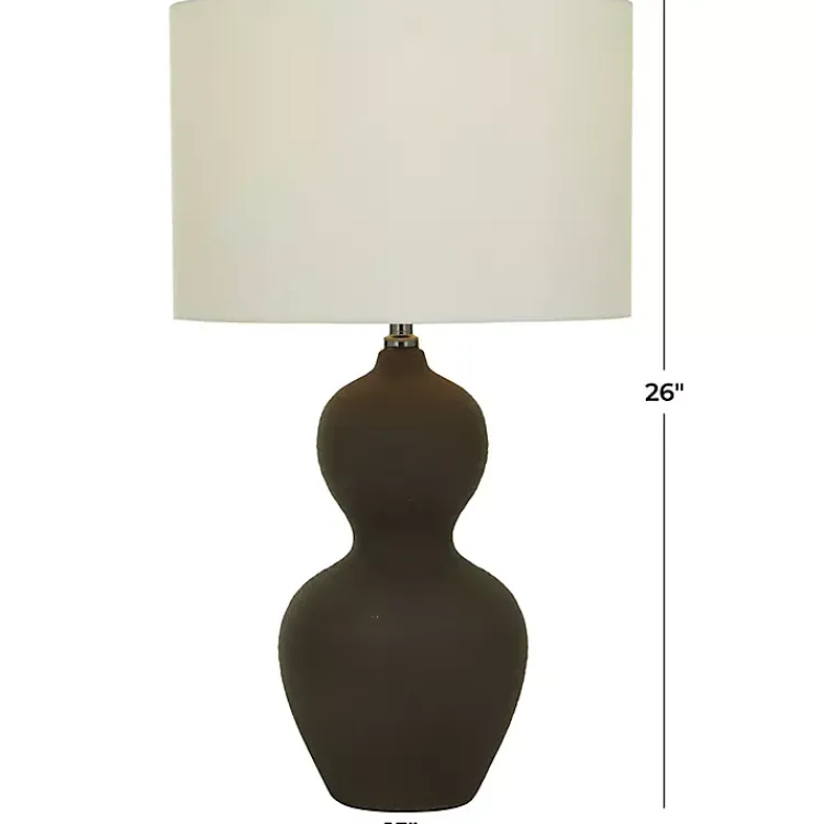 Table Lamps-Kirklands Home Black Ceramic Hourglass Simple Large Table Lamp White