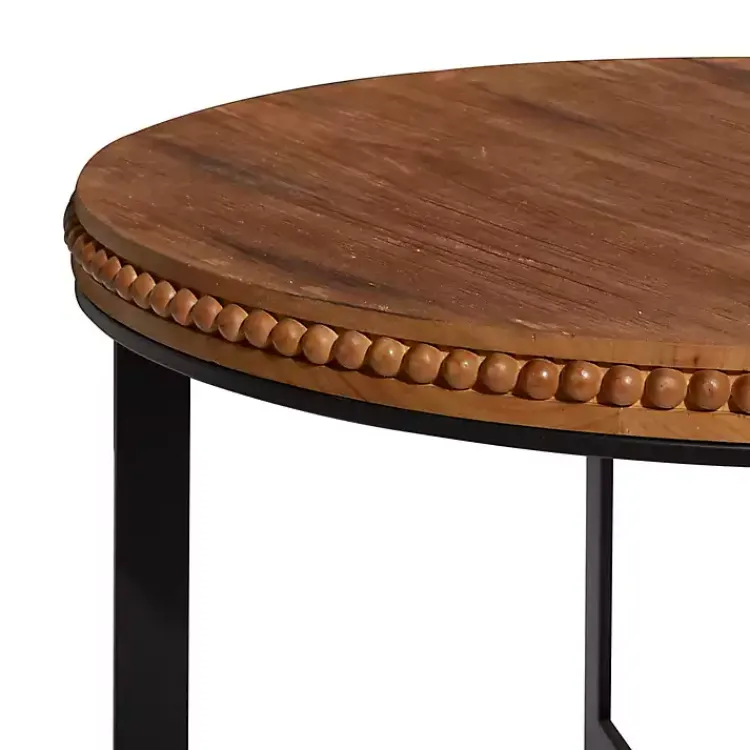 Coffee Tables-Kirklands Home Walnut Beaded Industrial Coffee Table