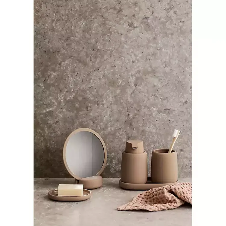 Bathroom Accessories-Kirklands Home Matte Modernity Ceramic Soap Dispenser Tan