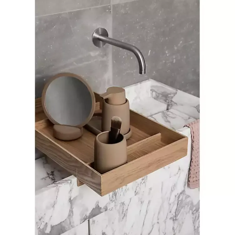 Bathroom Accessories-Kirklands Home Matte Modernity Ceramic Soap Dispenser Tan