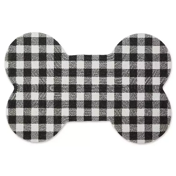 Kitchen & Floor Mats-Kirklands Home Black Buffalo Check Bone Pet Bowl Mat