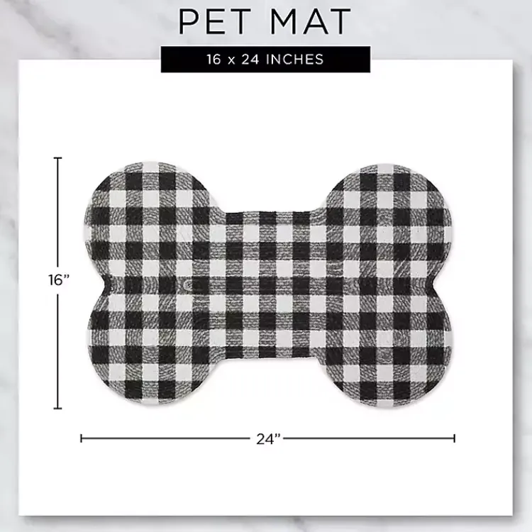 Kitchen & Floor Mats-Kirklands Home Black Buffalo Check Bone Pet Bowl Mat