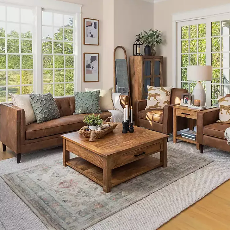 Coffee Tables-Kirklands Home Easton Mango Wood Coffee Table Brown