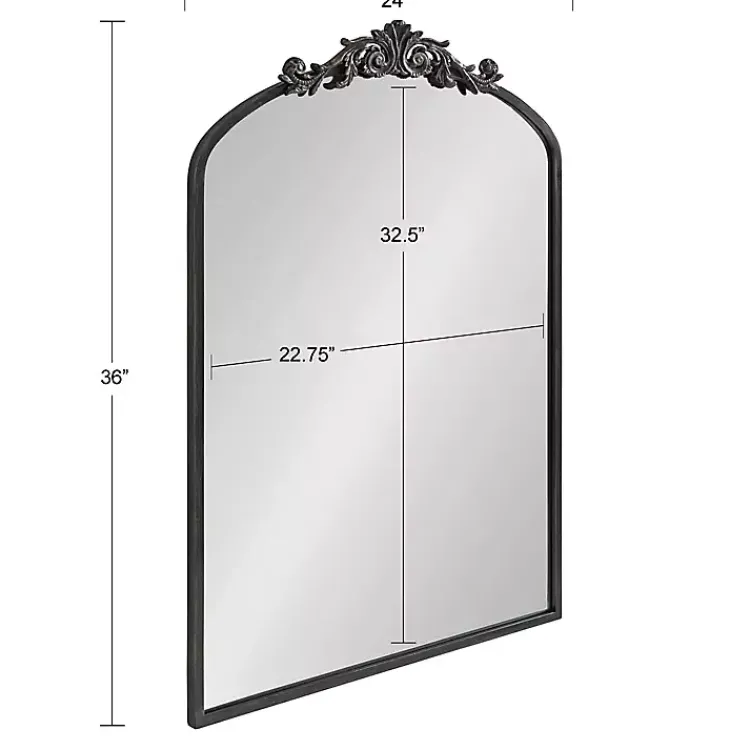 Decorative Mirrors-Kirklands Home Arendahl Arched Mirror, 24x36 in. Black