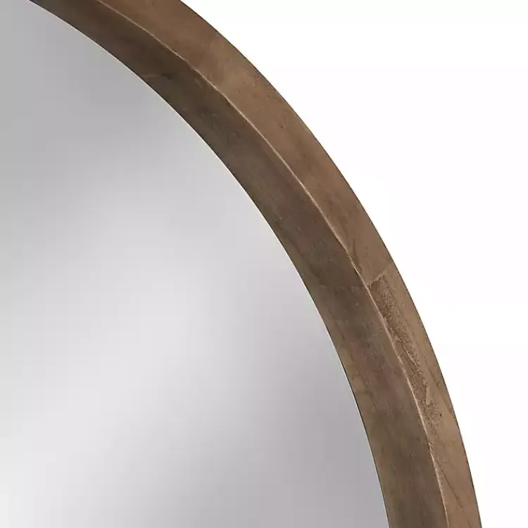 Decorative Mirrors-Kirklands Home Round Rustic Wood Hutton Mirror Brown
