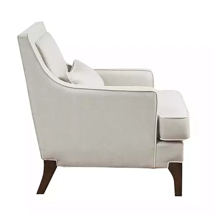 Accent Chairs-Kirklands Home Cream and White Contrast Welting Accent Chair Ivory
