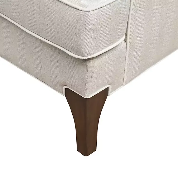 Accent Chairs-Kirklands Home Cream and White Contrast Welting Accent Chair Ivory